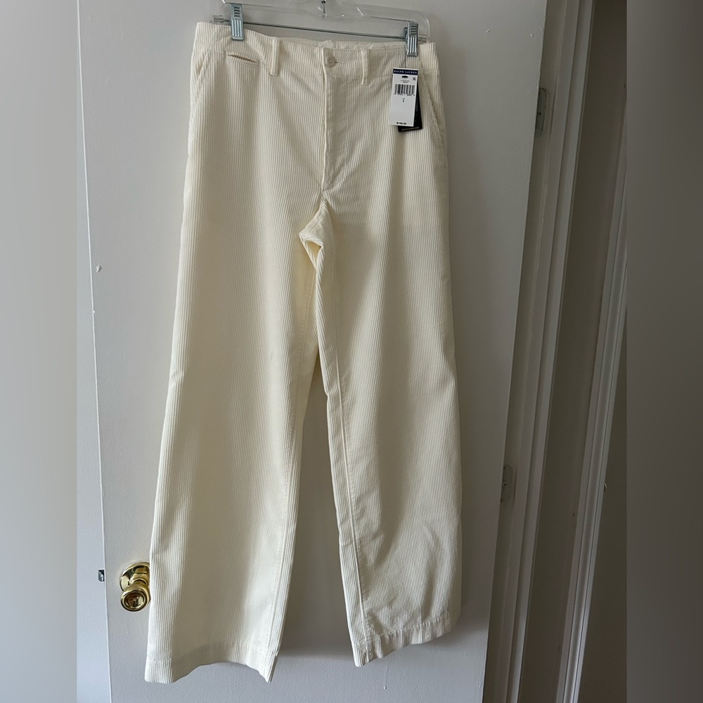 Ralph Lauren women's corduroy pants,wide leg ,cream color .